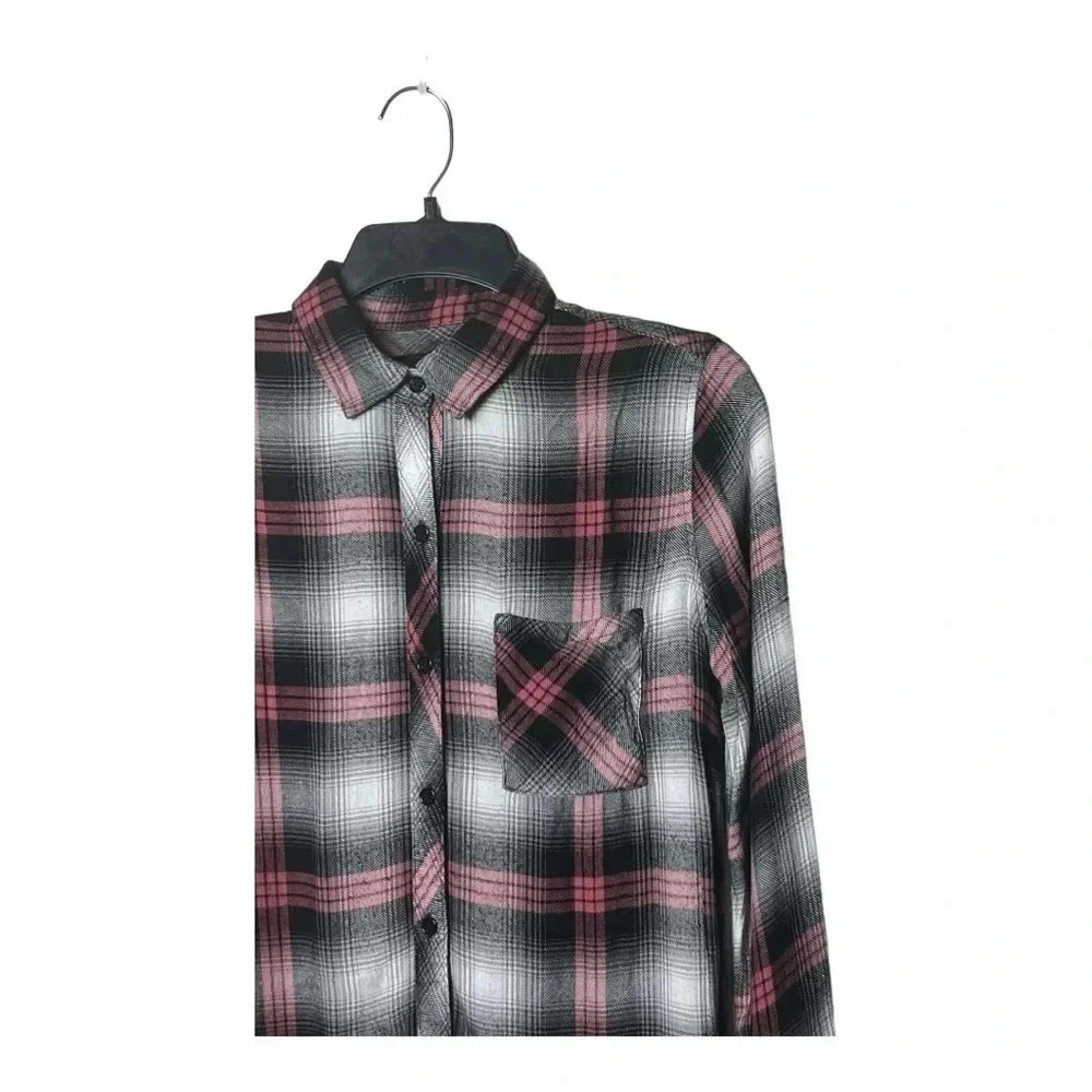 1498. RAILS HUNTER LONG SLEEVE‎ BUTTON UP TOP SIZE XSMALL PINK/BROWN/WHITE - Picture 4 of 11